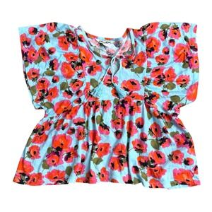 Billabong Floral Babydoll Top Women Size S Coquette Feminine Beach Resort